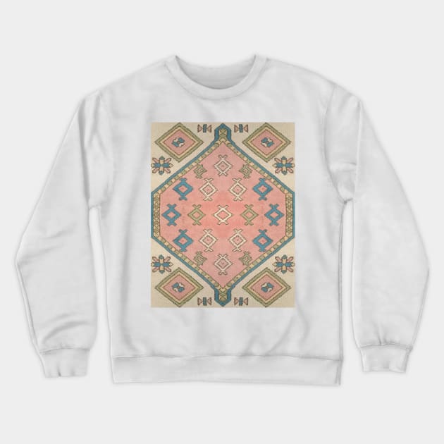 Turkish Kilim Textured Pattern Crewneck Sweatshirt by justrachna